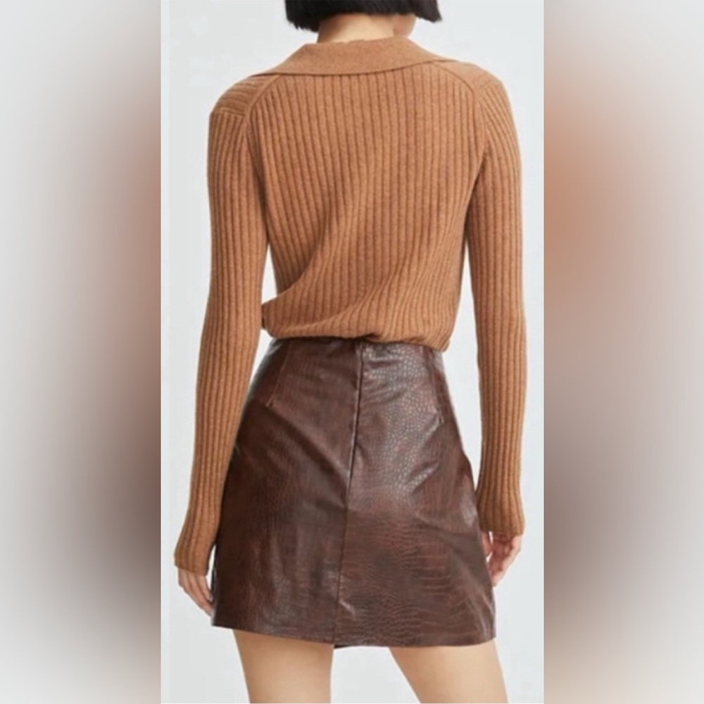 Veronica Beard Dinard Skirt Faux Crocodile Mini Skirt Size 4 Brass Buttons - Picture 2 of 13